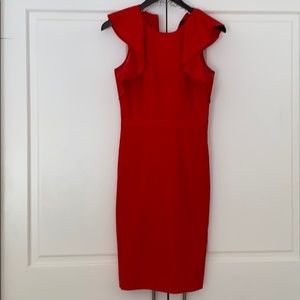 J Crew Red Ruffled Dress Size 0